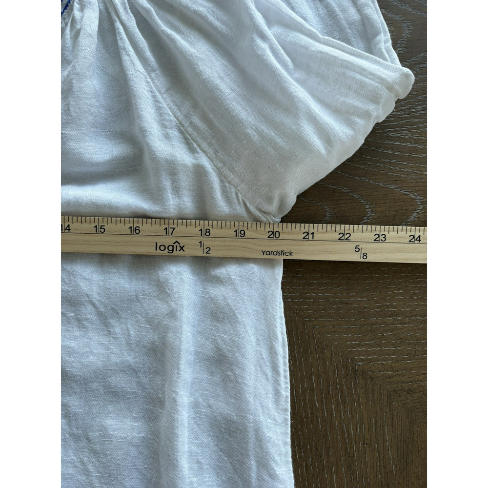 Lucky Linen Cotton Blend Boho Embroidered Top Size Large Peasant Blouse Tunic - Picture 5 of 10